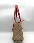 Dooney & Bourke Beige & Red Monogram Canvas East West Shopper Shoulder Bag