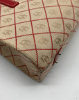 Dooney & Bourke Beige & Red Monogram Canvas East West Shopper Shoulder Bag