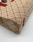 Dooney & Bourke Beige & Red Monogram Canvas East West Shopper Shoulder Bag