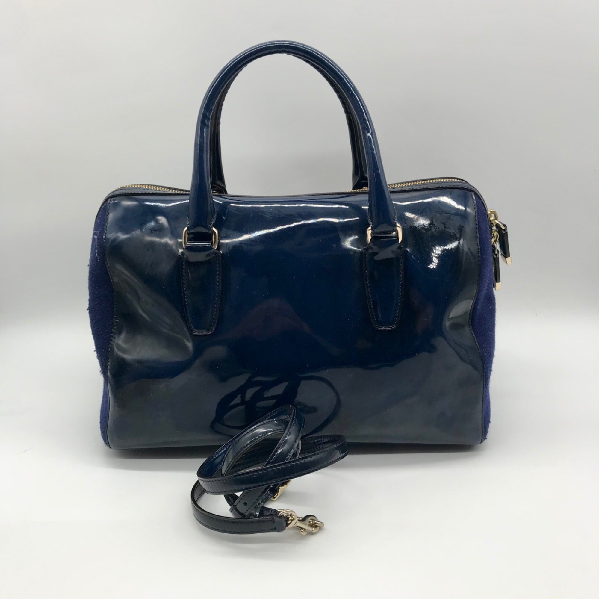 Coach Dark Blue Patent Leather Legacy Helya  Convertible Satchel Bag 26931