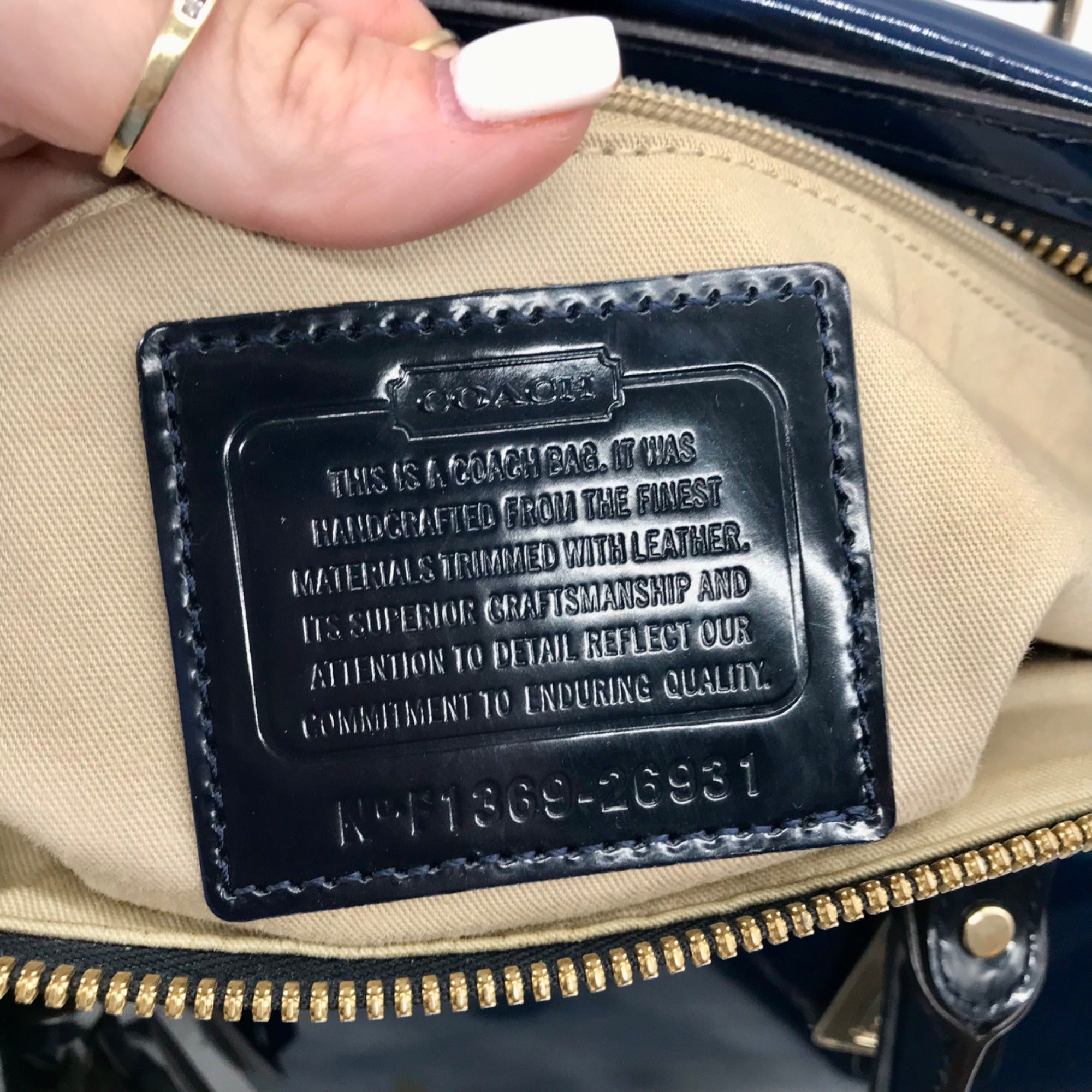 Coach Dark Blue Patent Leather Legacy Helya  Convertible Satchel Bag 26931