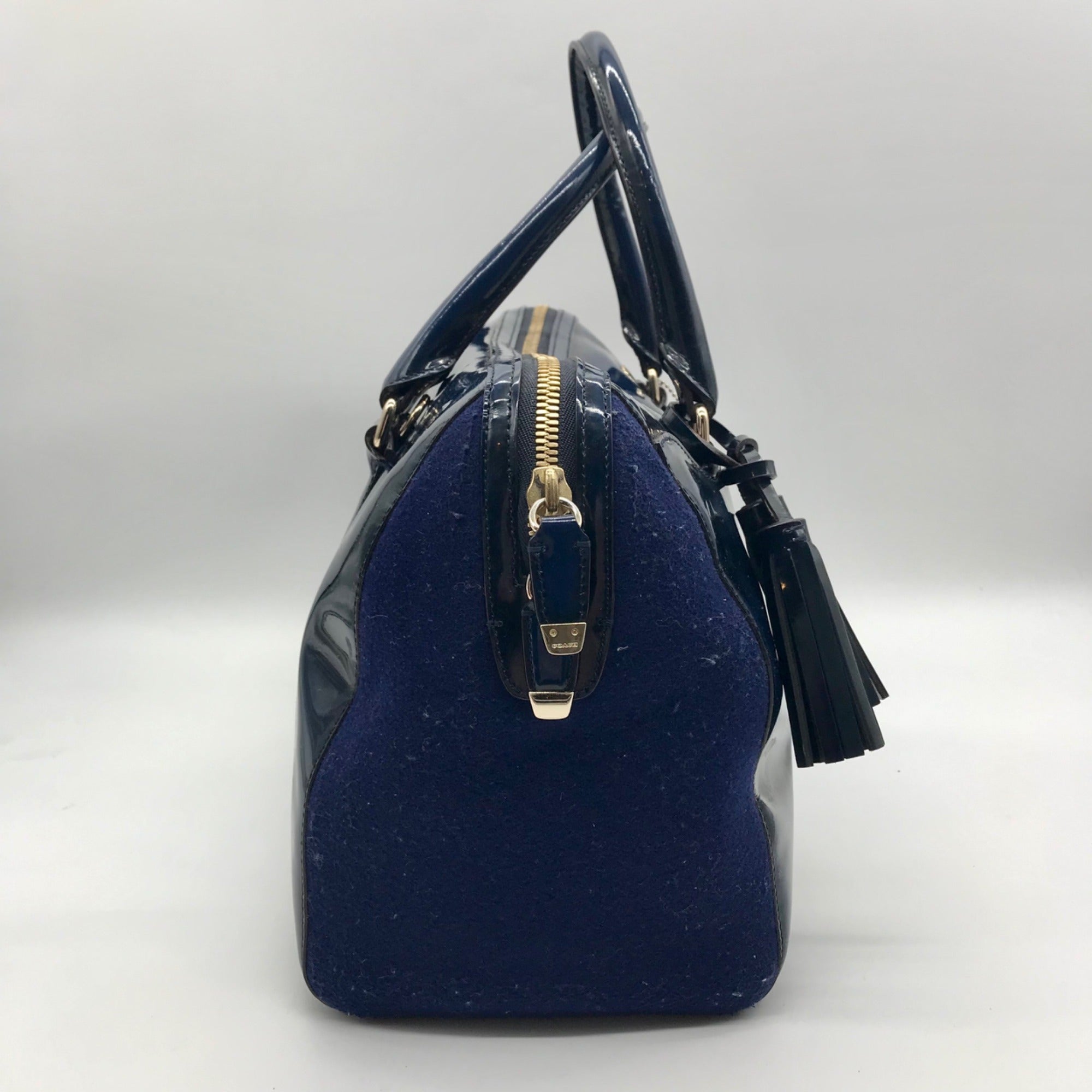 Coach Dark Blue Patent Leather Legacy Helya  Convertible Satchel Bag 26931