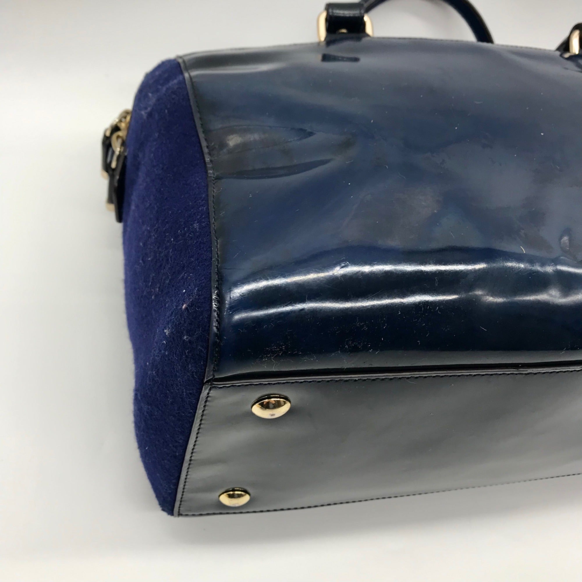 Coach Dark Blue Patent Leather Legacy Helya  Convertible Satchel Bag 26931