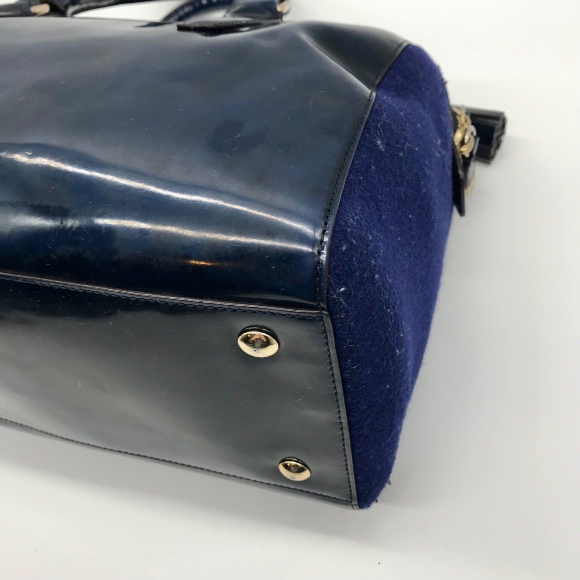 Coach Dark Blue Patent Leather Legacy Helya  Convertible Satchel Bag 26931