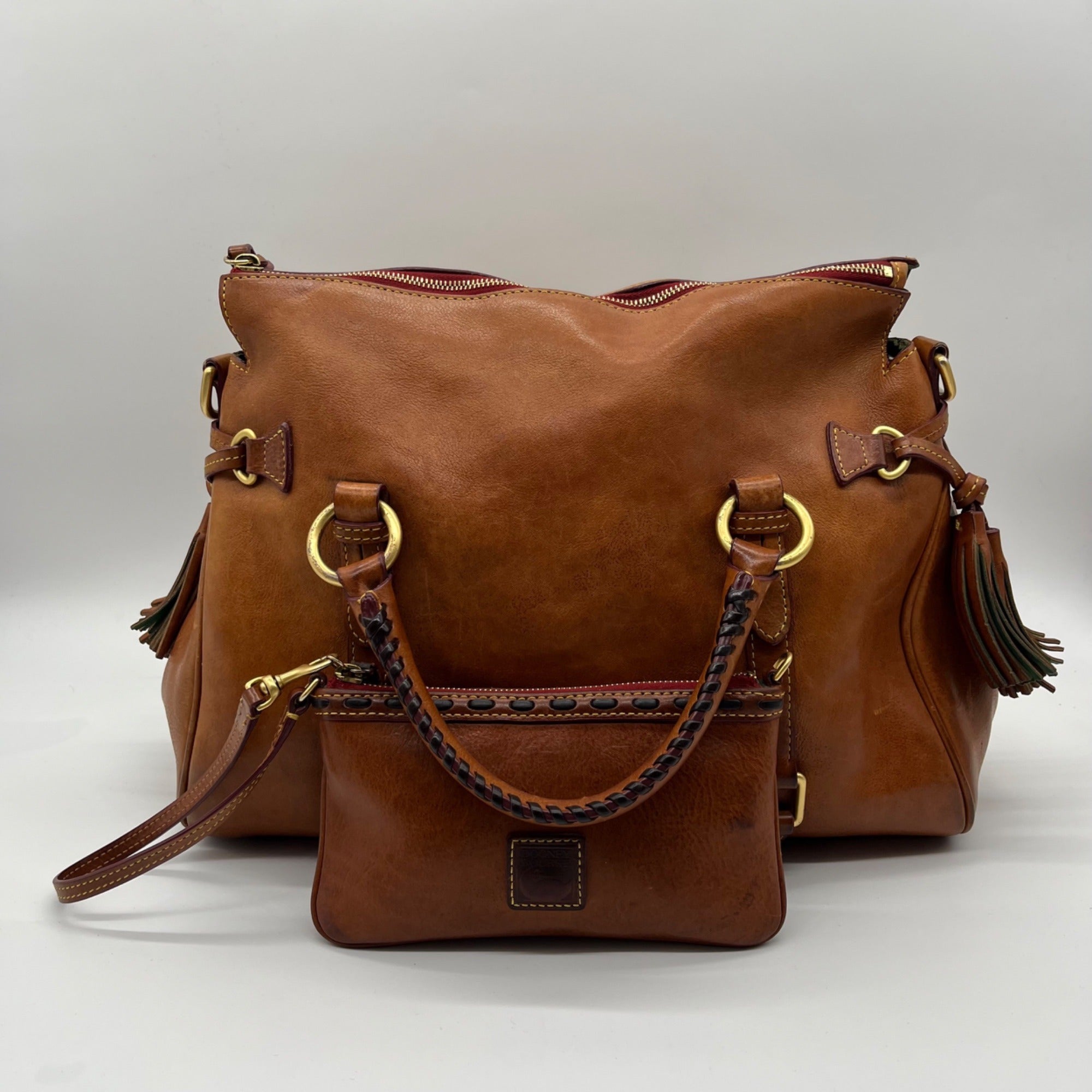 Donney &amp; Bourke Brown Classic Leather Satchel Bag