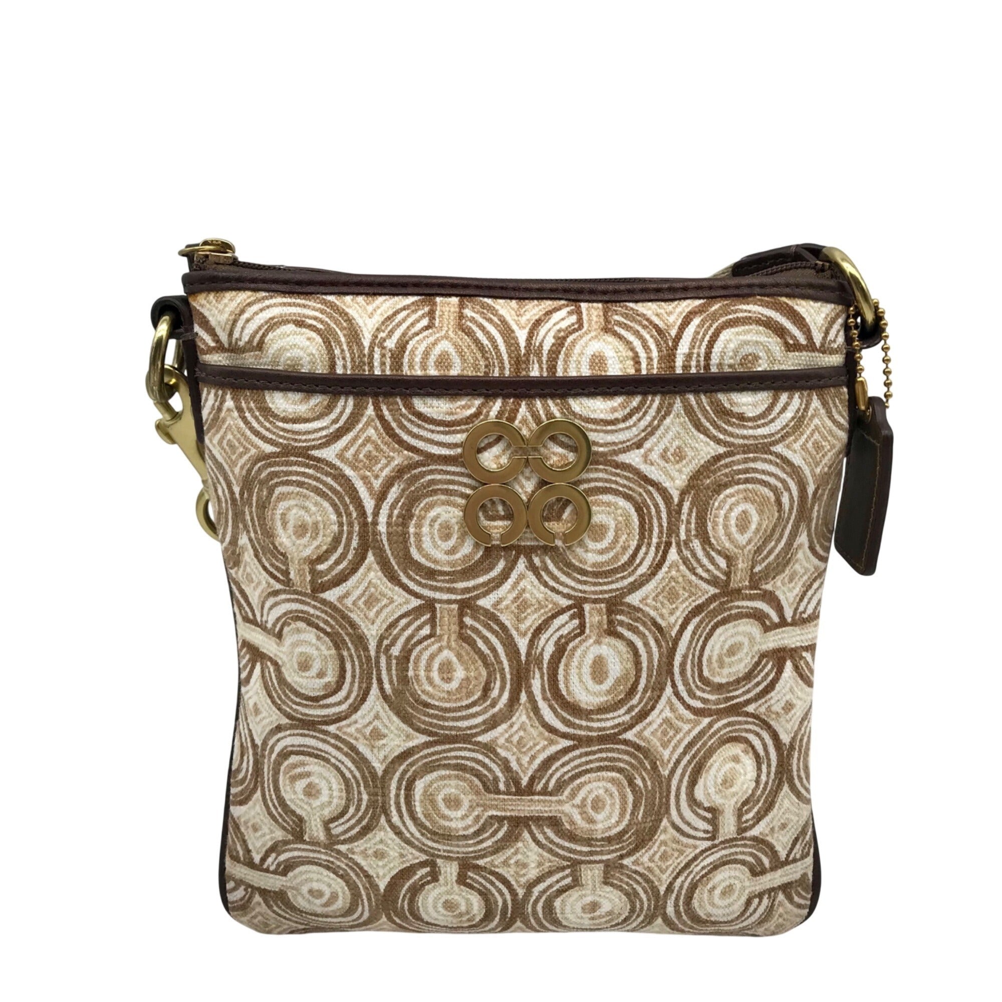 Coach Beige Signature Canvas Audrey Op Art Swirl Crossbody Bag 45572