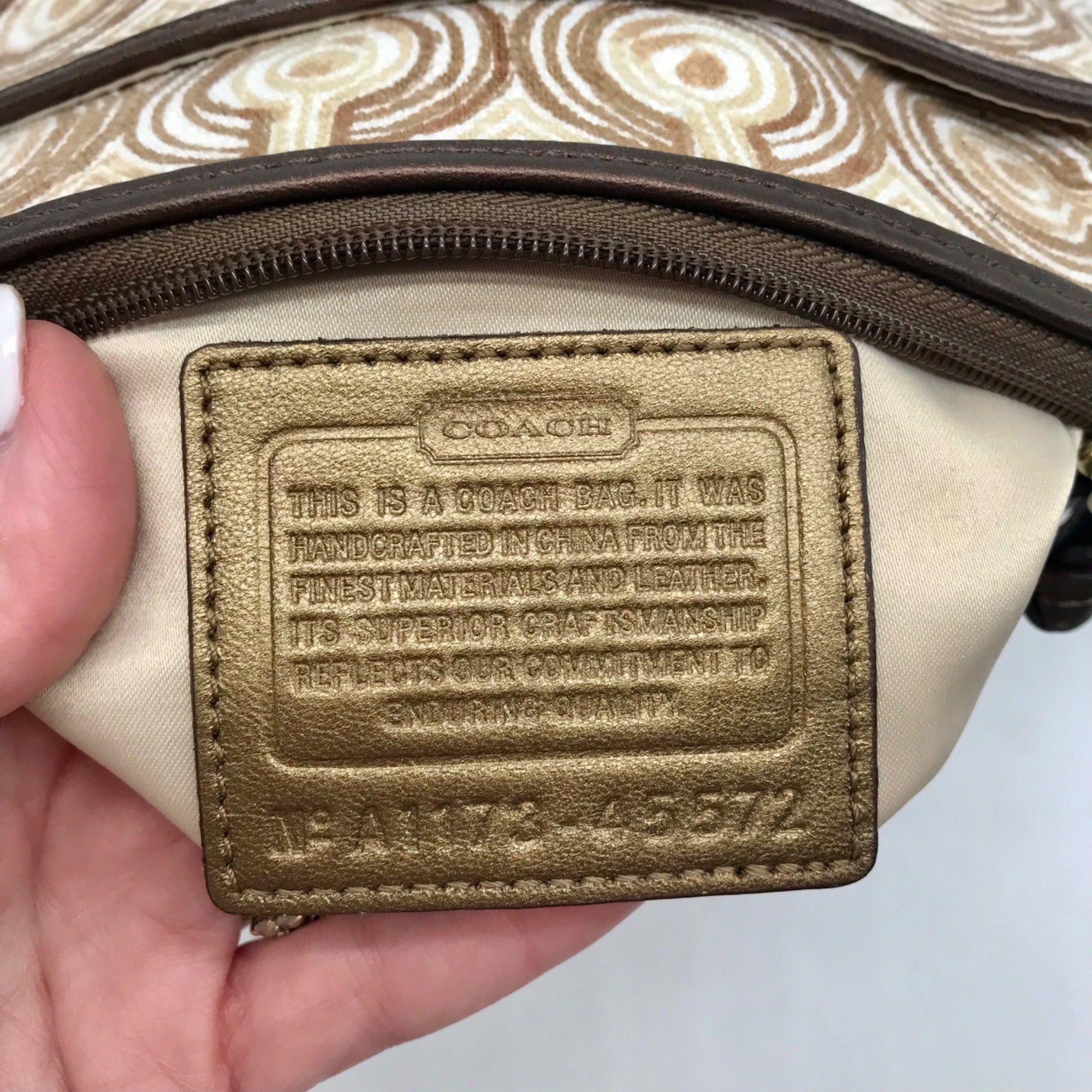 Coach Beige Signature Canvas Audrey Op Art Swirl Crossbody Bag 45572