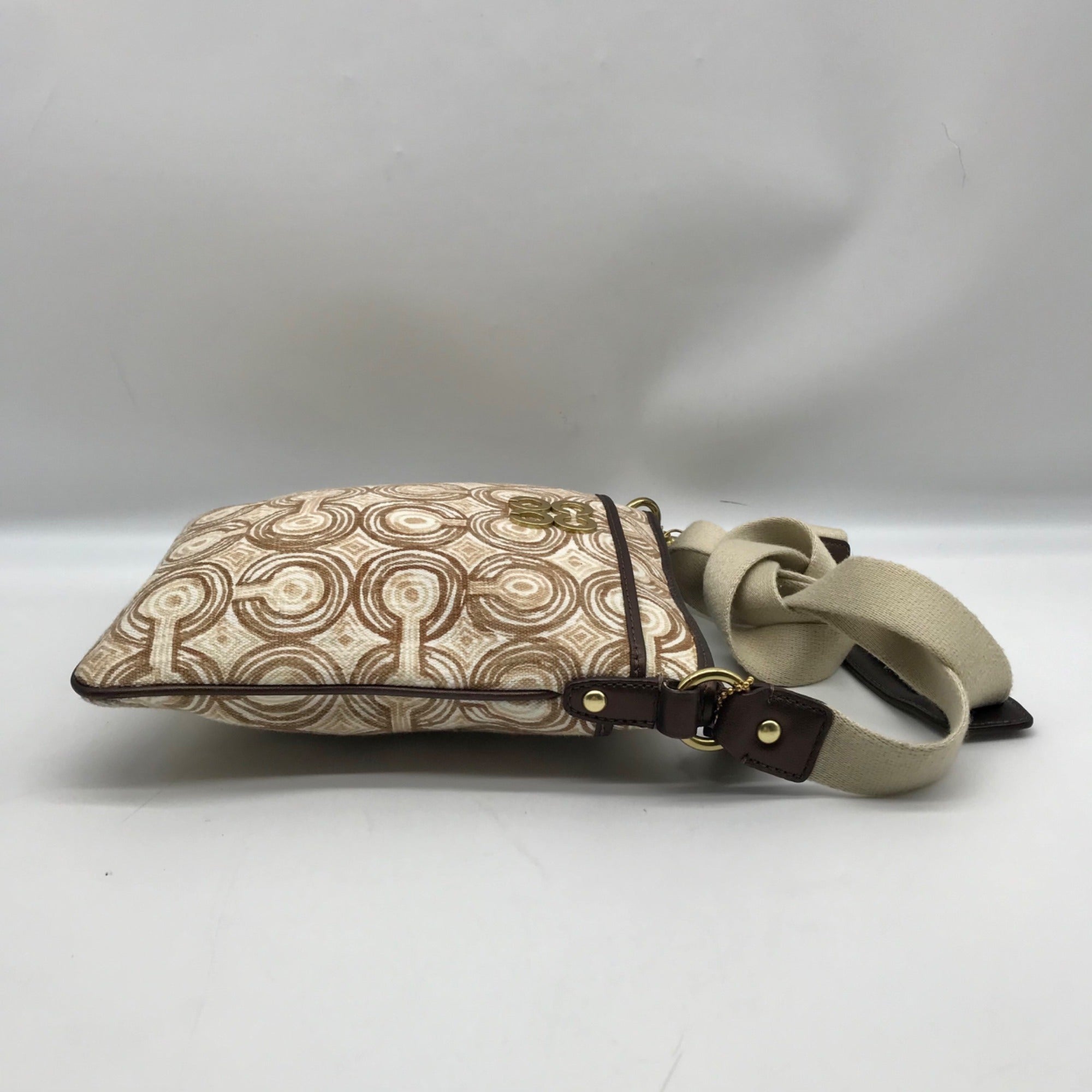 Coach Beige Signature Canvas Audrey Op Art Swirl Crossbody Bag 45572