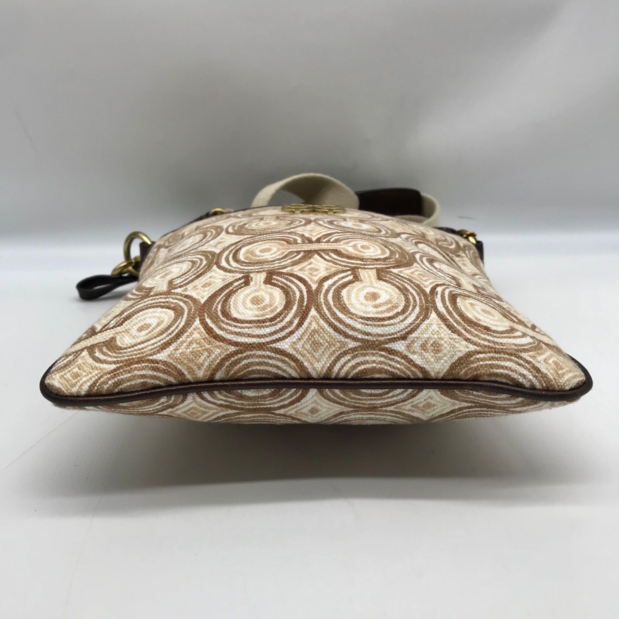 Coach Beige Signature Canvas Audrey Op Art Swirl Crossbody Bag 45572
