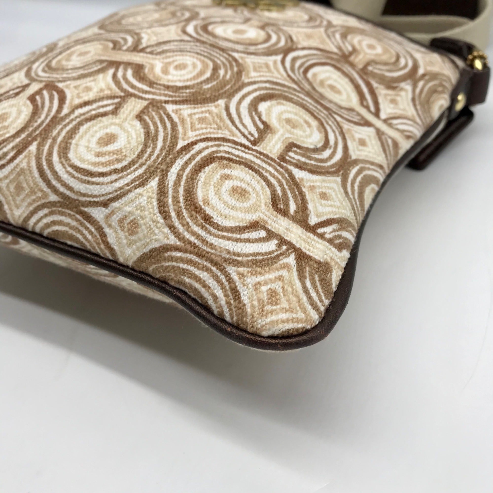 Coach Beige Signature Canvas Audrey Op Art Swirl Crossbody Bag 45572