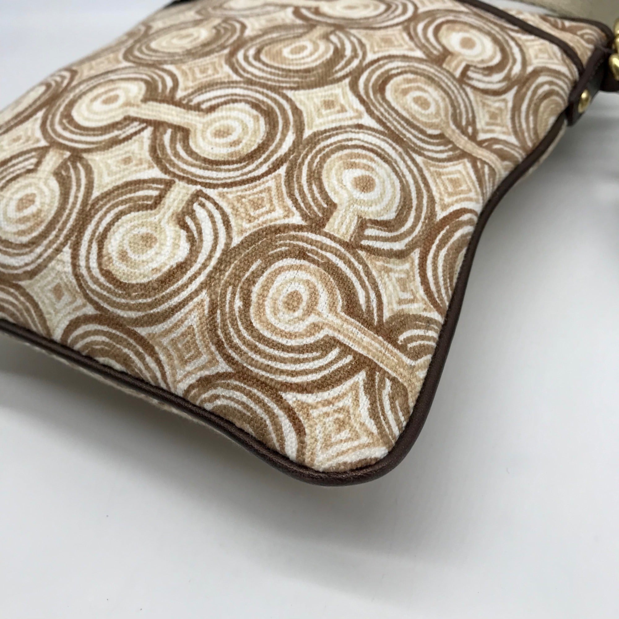 Coach Beige Signature Canvas Audrey Op Art Swirl Crossbody Bag 45572