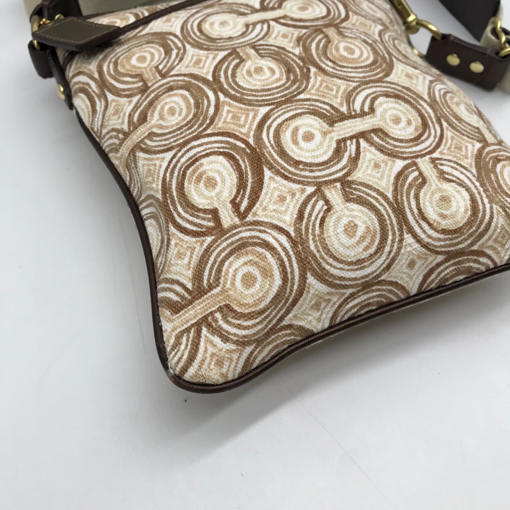 Coach Beige Signature Canvas Audrey Op Art Swirl Crossbody Bag 45572