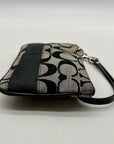 Coach Signature Black & Grey Strip Wristlet