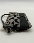 Coach Signature Black & Grey Strip Wristlet