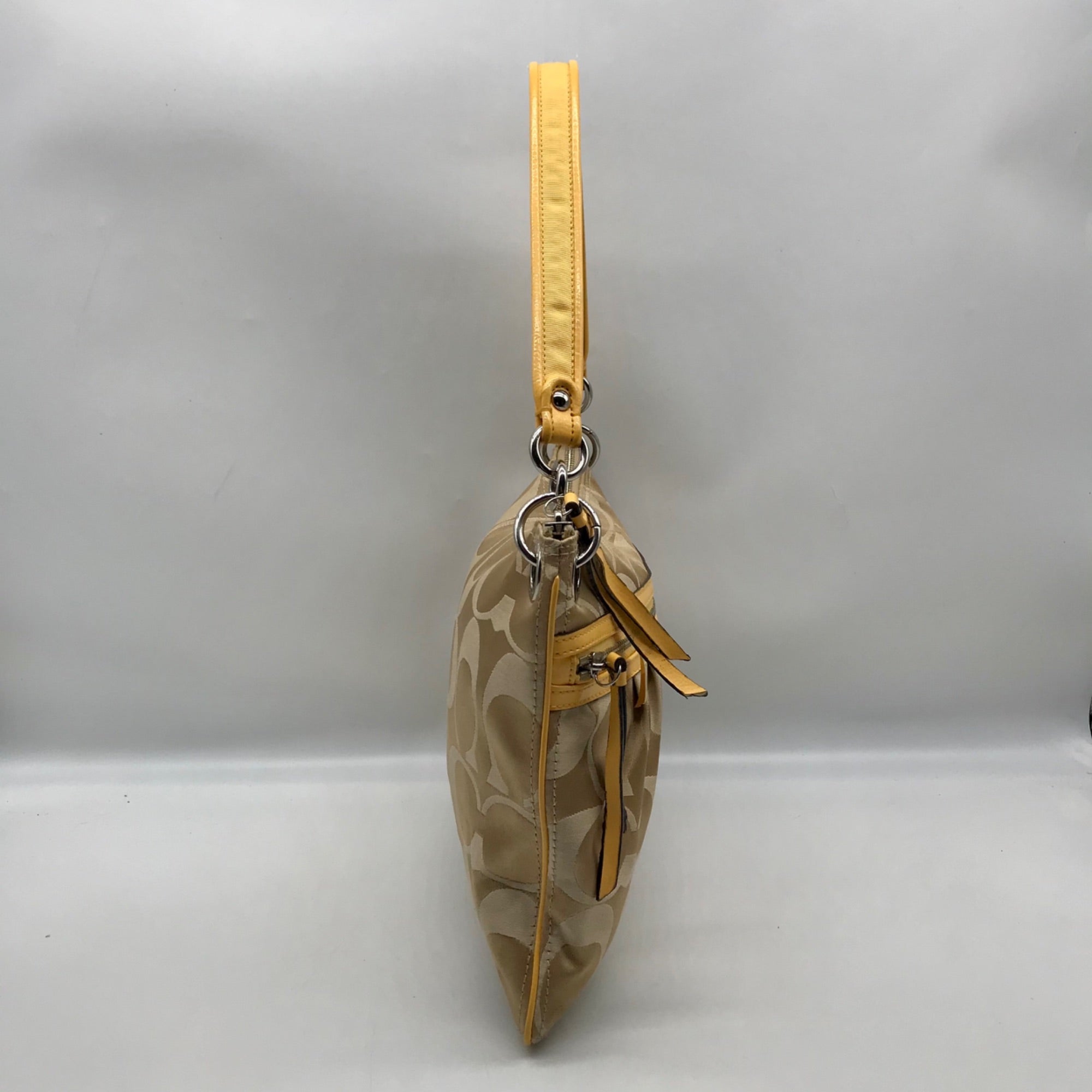 Coach Khaki and Yellow Signature Canvas Convertible Crossbody Bag 19698
