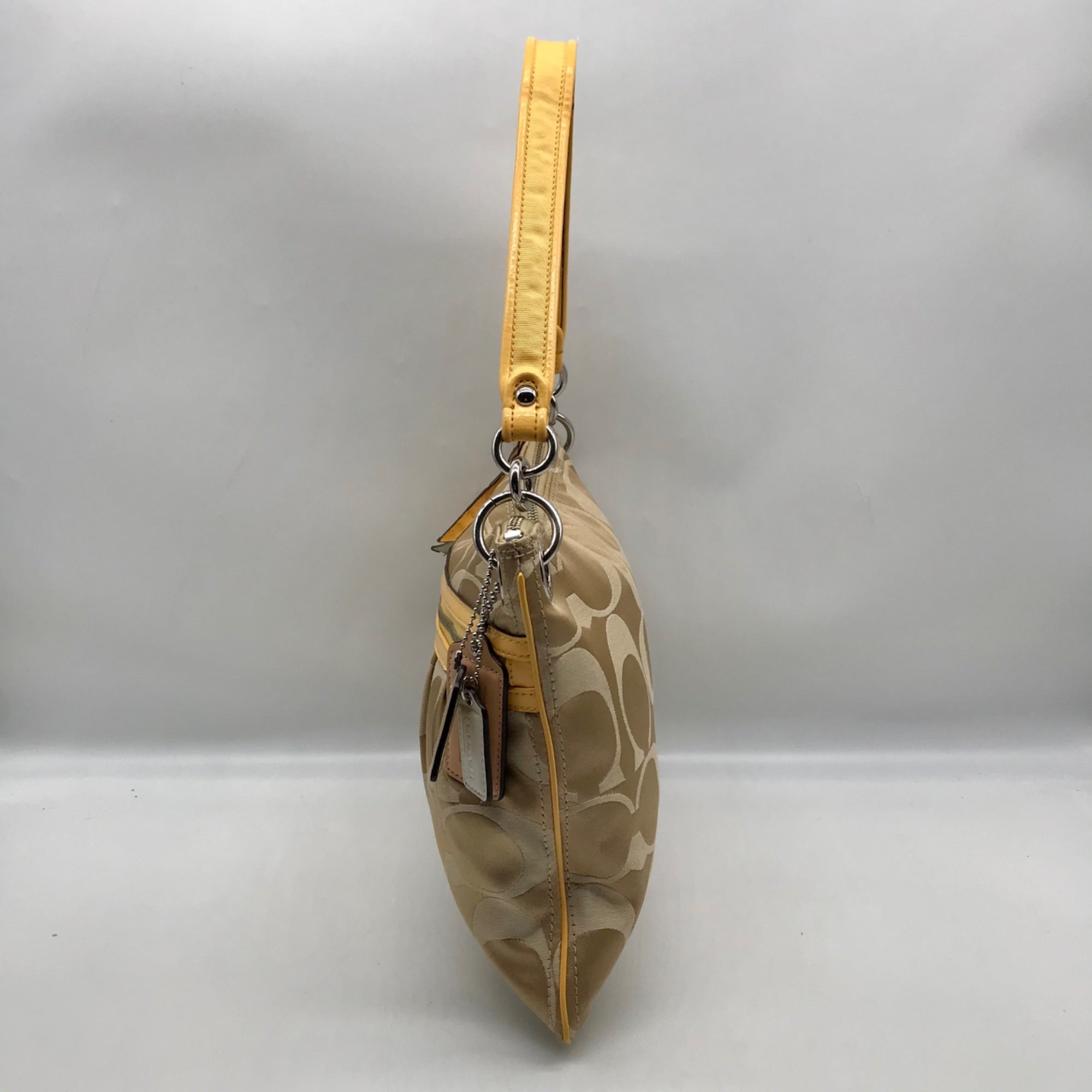 Coach Khaki and Yellow Signature Canvas Convertible Crossbody Bag 19698