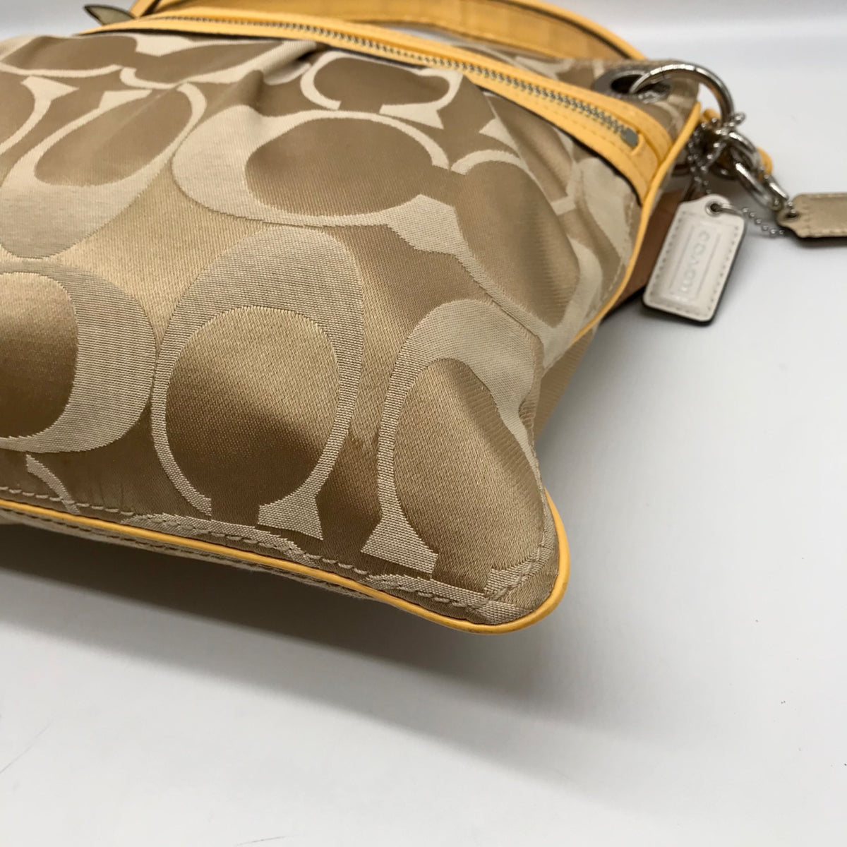 Coach Khaki and Yellow Signature Canvas Convertible Crossbody Bag 19698