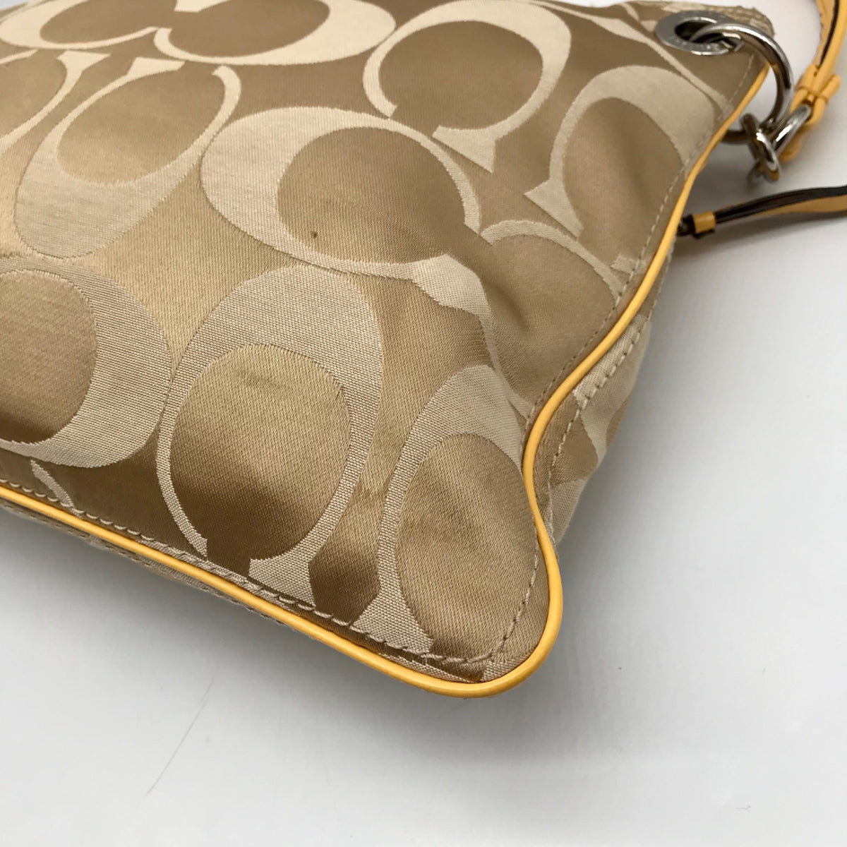 Coach Khaki and Yellow Signature Canvas Convertible Crossbody Bag 19698