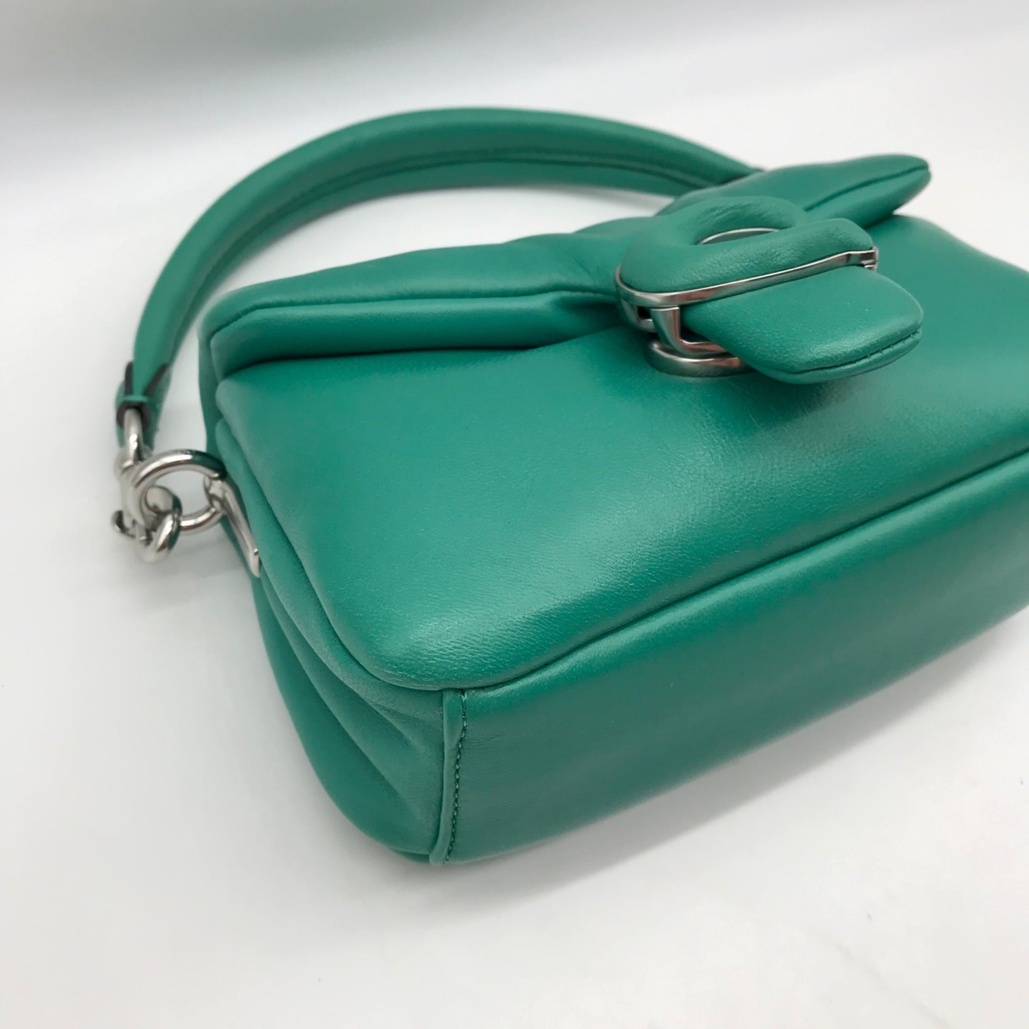 Coach Teal Leather Tabby 18 Pillow Shoulder Bag C3880