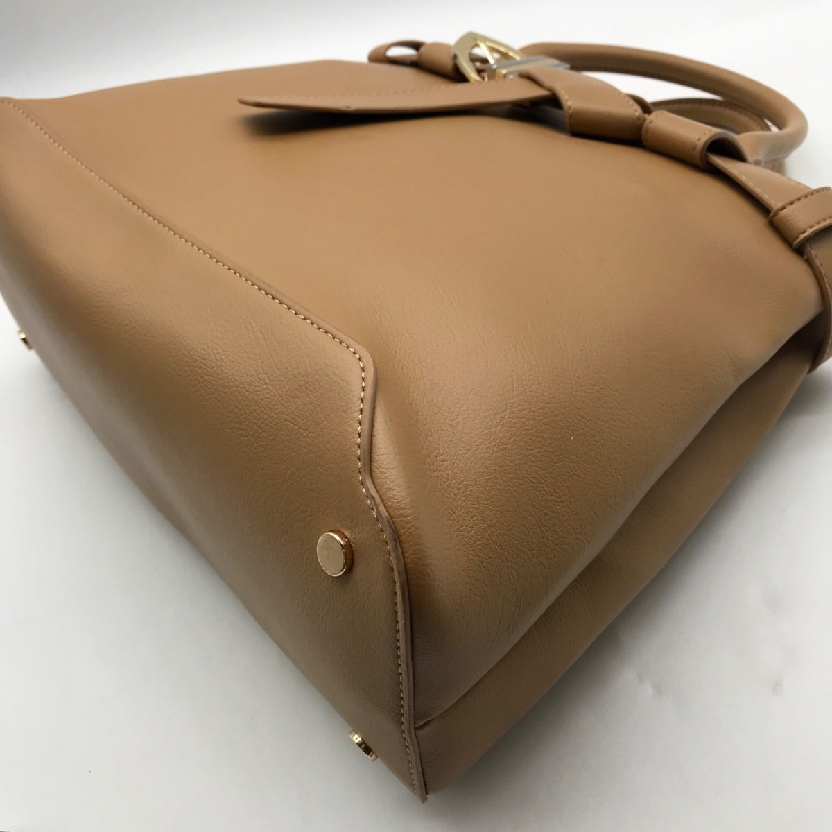 International Concepts Camel Brown Faux Leather Satchel