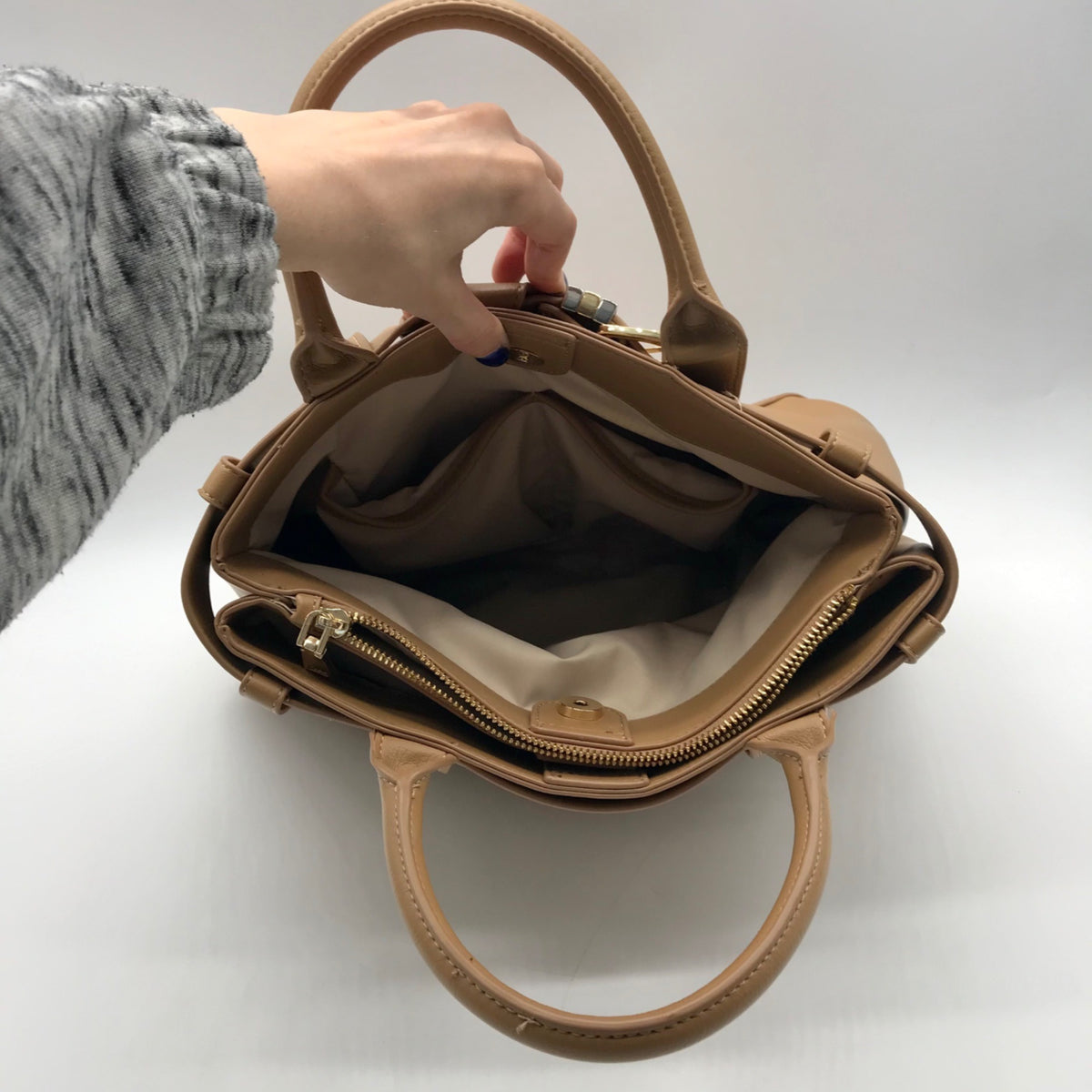 International Concepts Camel Brown Faux Leather Satchel