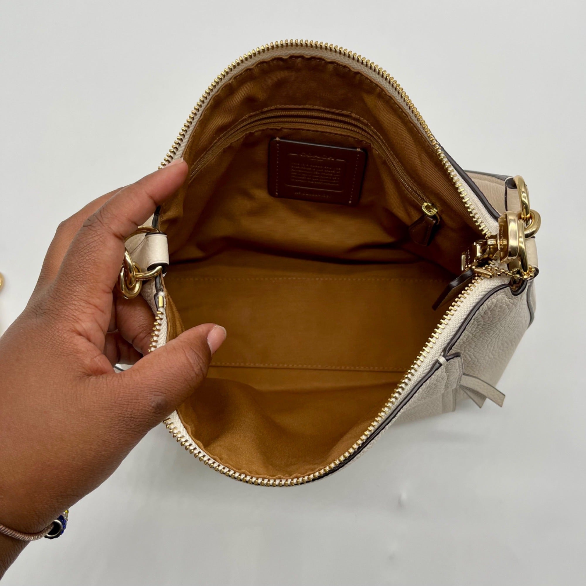 Coach Cream Marlon Refined Pebble Leather Hobo Bag 1597