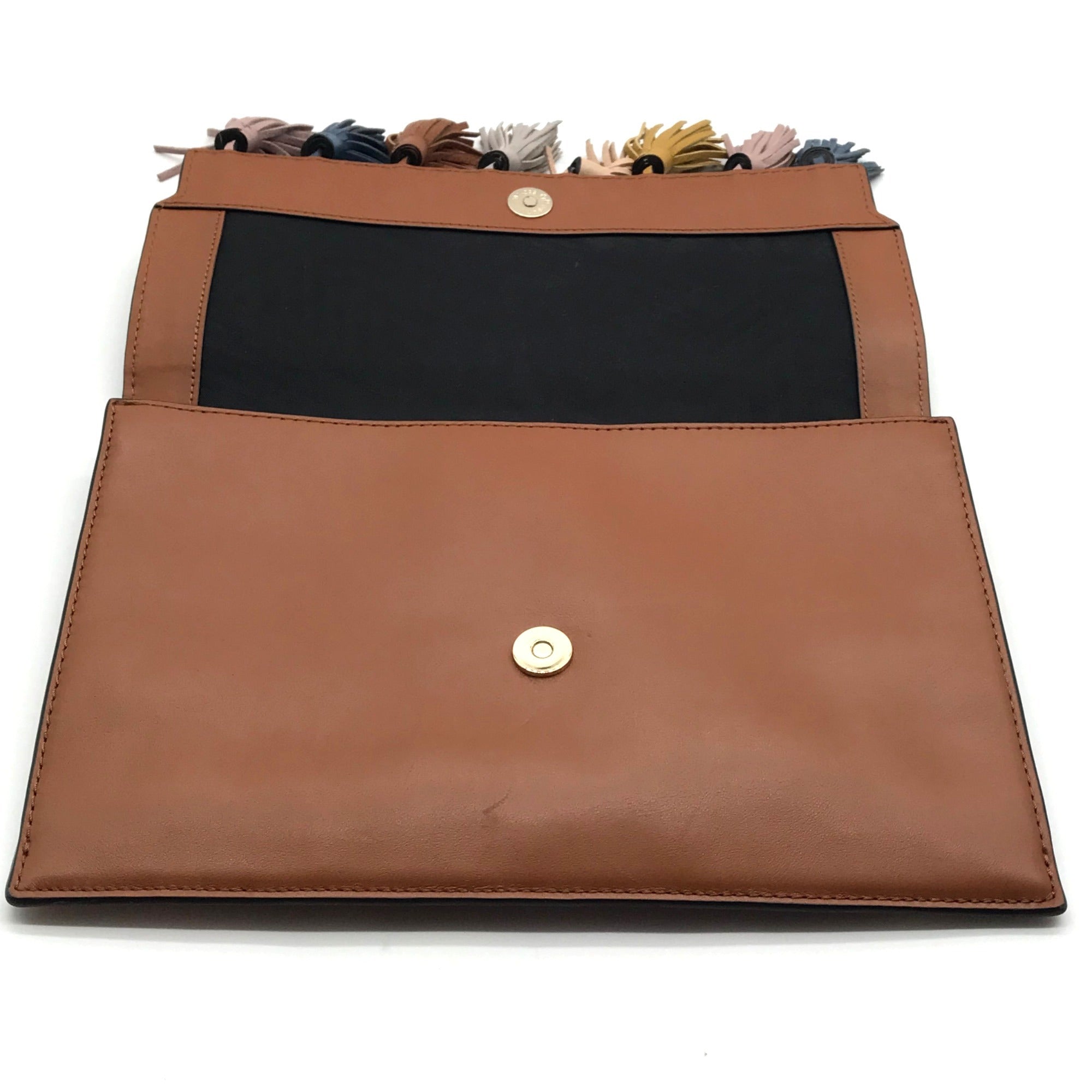 Rebecca Minkoff Brown Leather Tassel Convertible Clutch