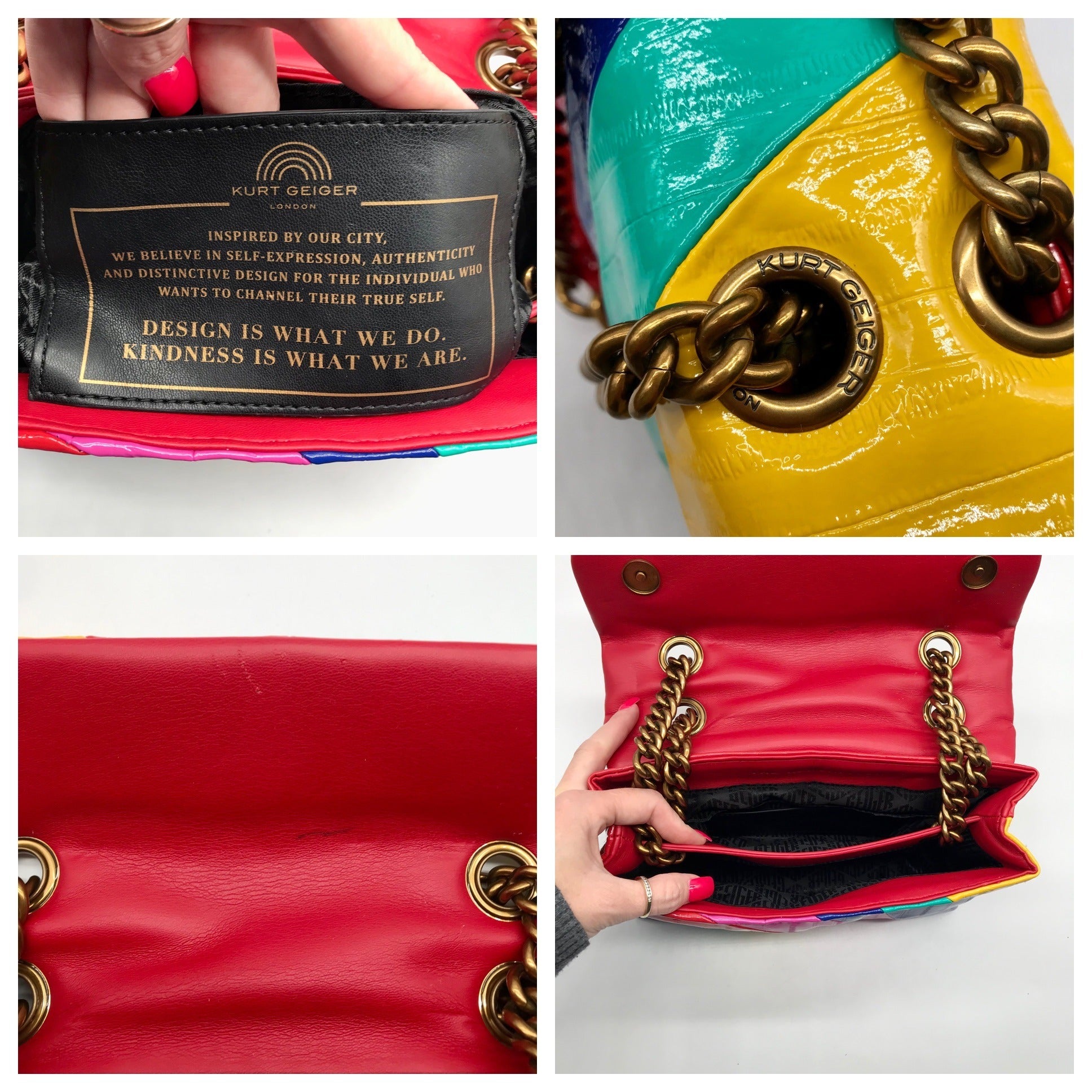 Kurt Geiger Rainbow Wavy Leather Kensington Shoulder Bag