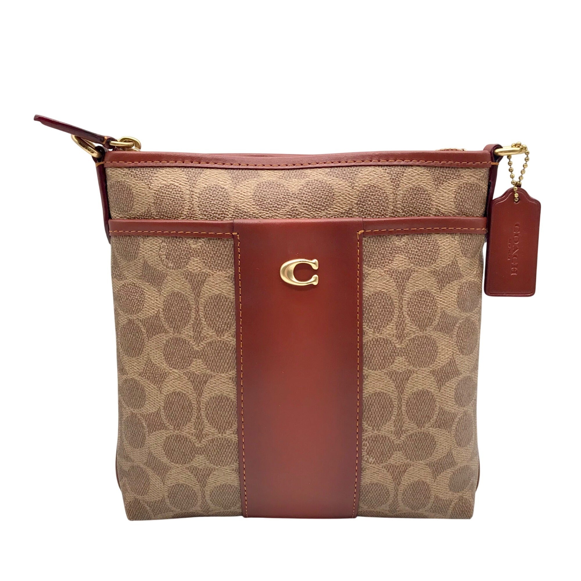 Coach Tan And Rust Kitt Messenger Crossbody Bag