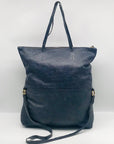 Luri Navy Genuine Embossed Leather Convertible Crossbody Bag