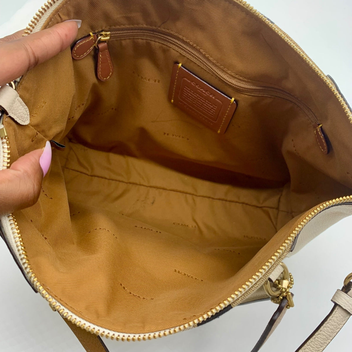 Coach Jacquard Fabric And Pebbled Leather 2Way Satchel
