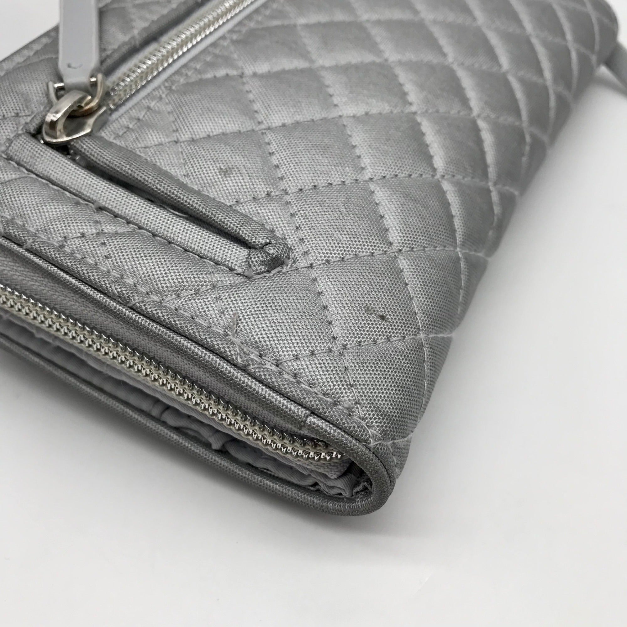 Vera Bradley Silver Microfiber RFID Turnlock Wallet