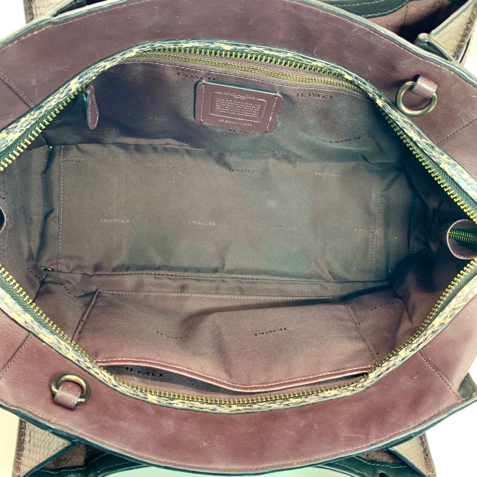 Coach Black Colorblock Dreamer 36 Satchel Bag With Snakeskin Detail 76459