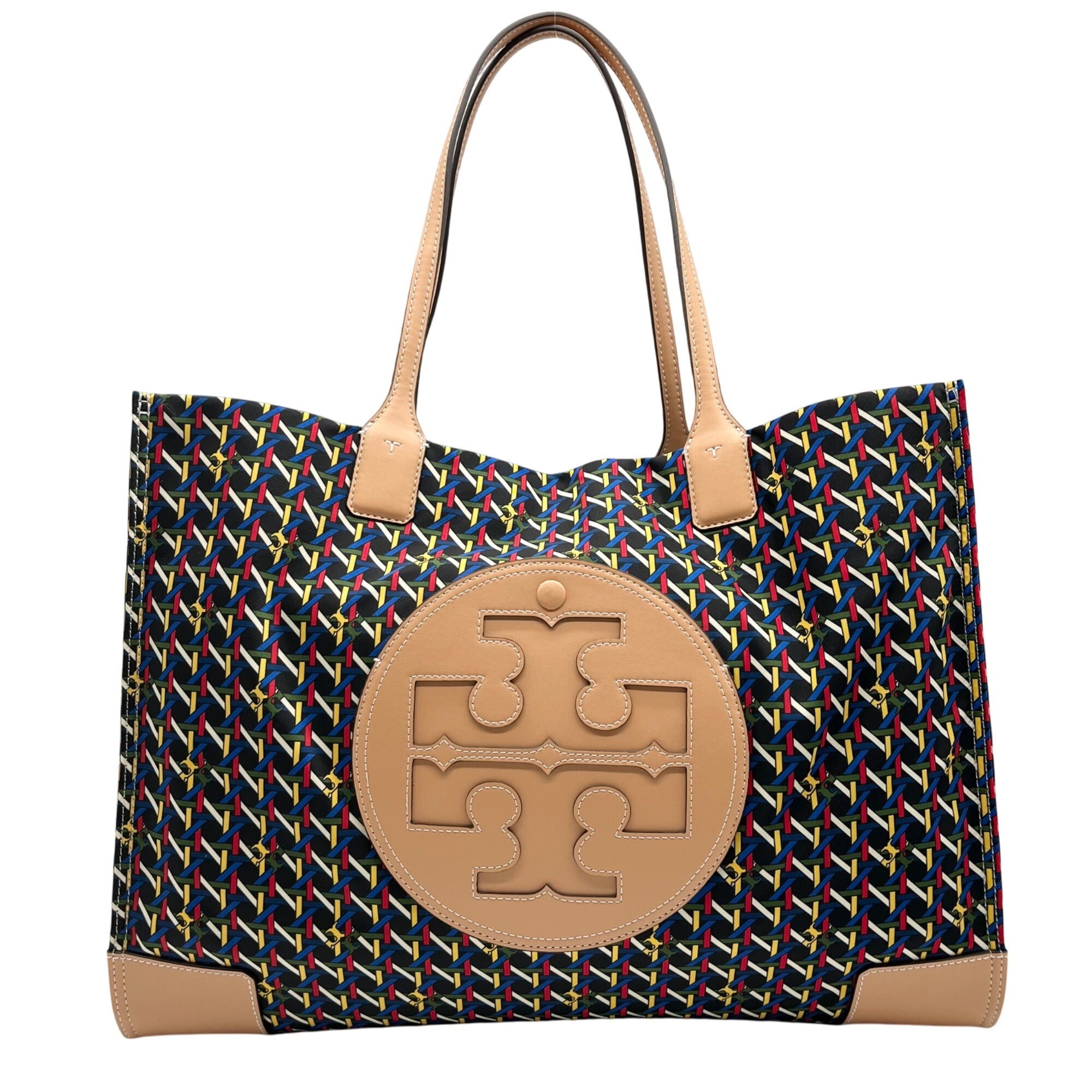 Tory Burch Black Basketweave Nylon & Leather Ella Tote Bag