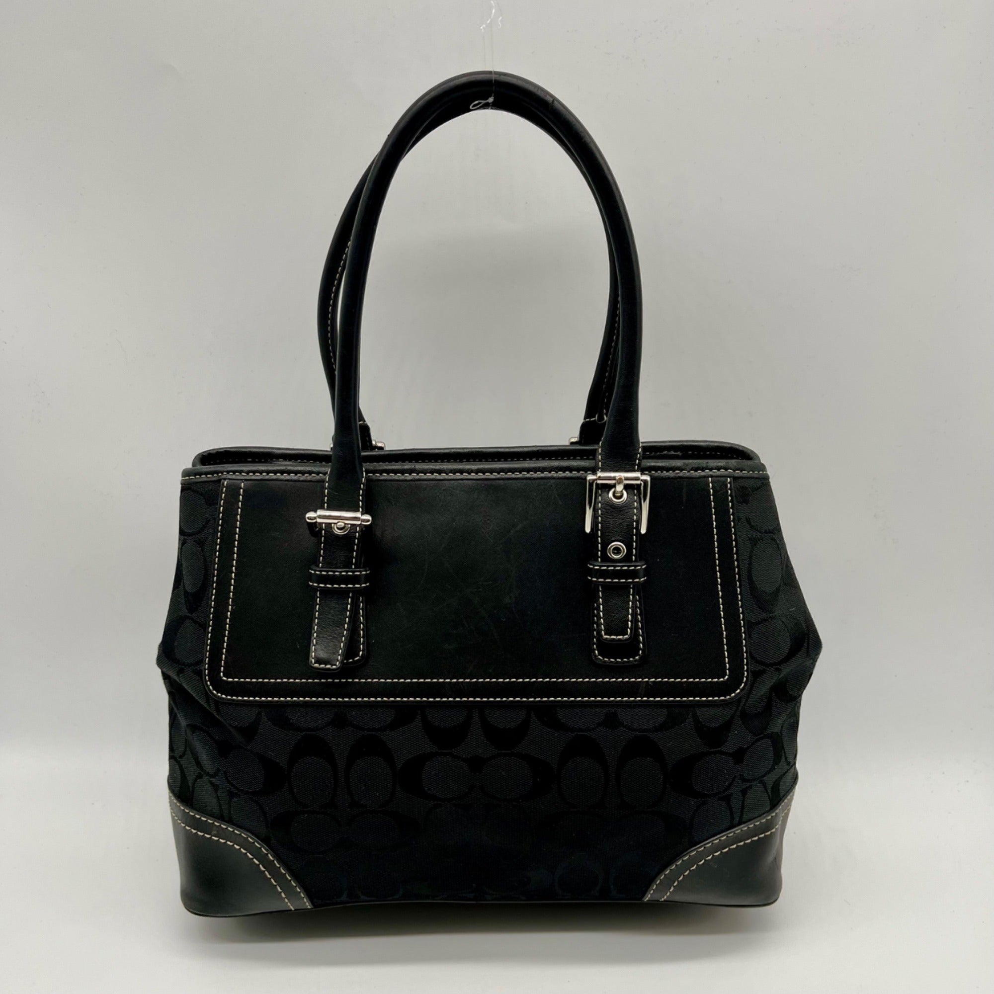 Coach Vintage Hamptons Black Signature Canvas Satchel Bag F11220