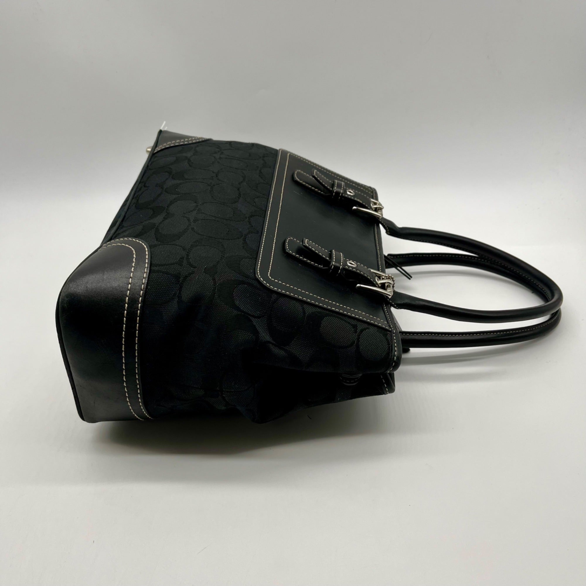 Coach Vintage Hamptons Black Signature Canvas Satchel Bag F11220