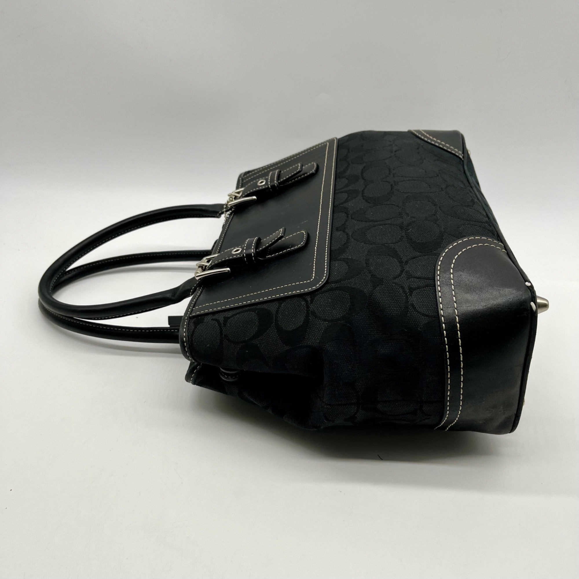 Coach Vintage Hamptons Black Signature Canvas Satchel Bag F11220