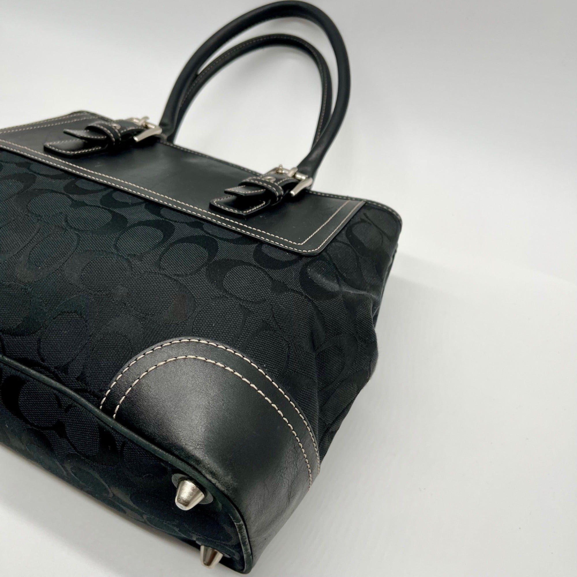 Coach Vintage Hamptons Black Signature Canvas Satchel Bag F11220