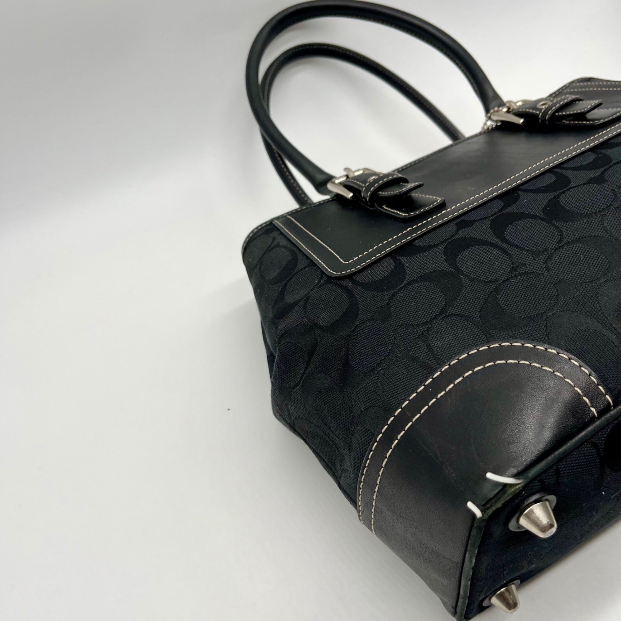Coach Vintage Hamptons Black Signature Canvas Satchel Bag F11220