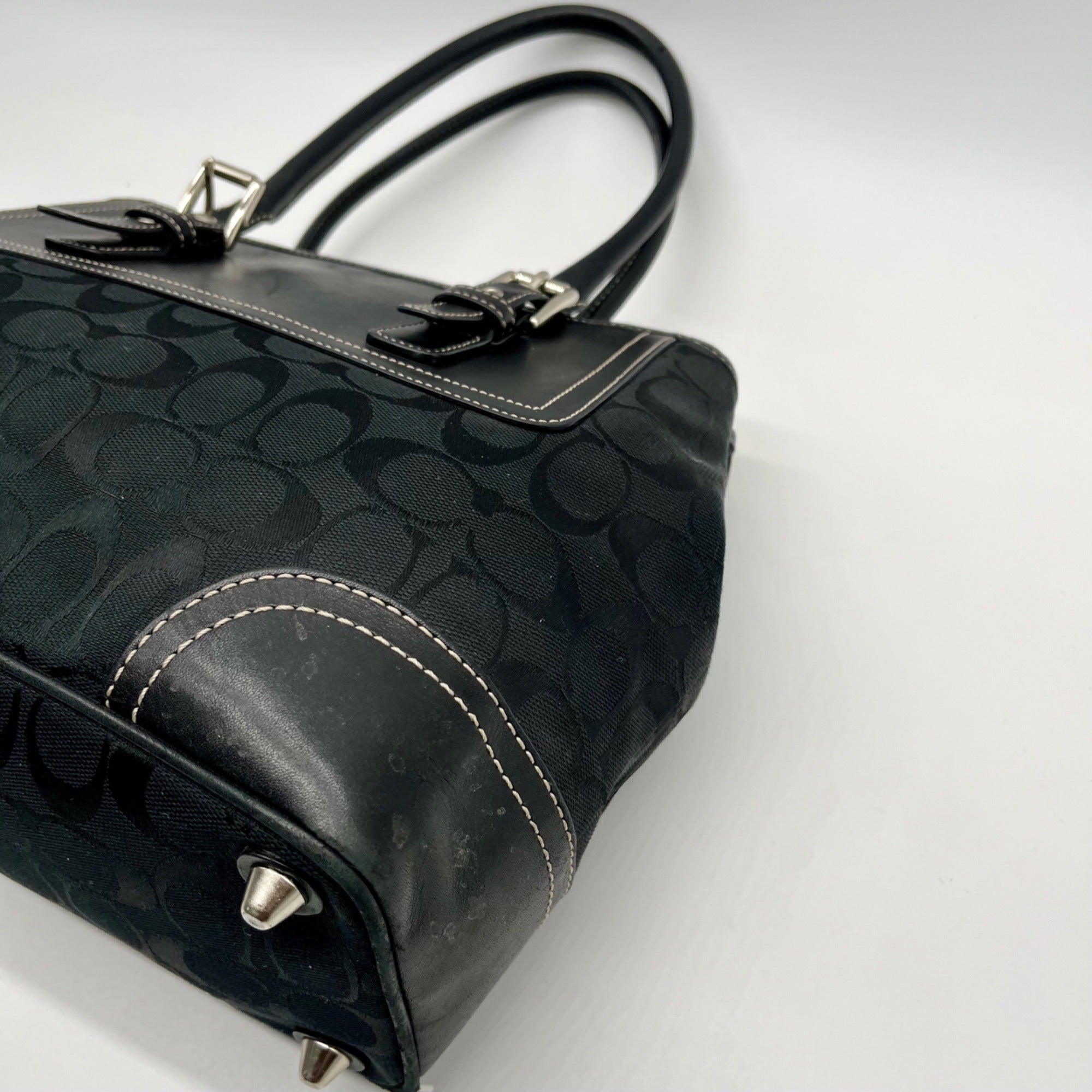 Coach Vintage Hamptons Black Signature Canvas Satchel Bag F11220