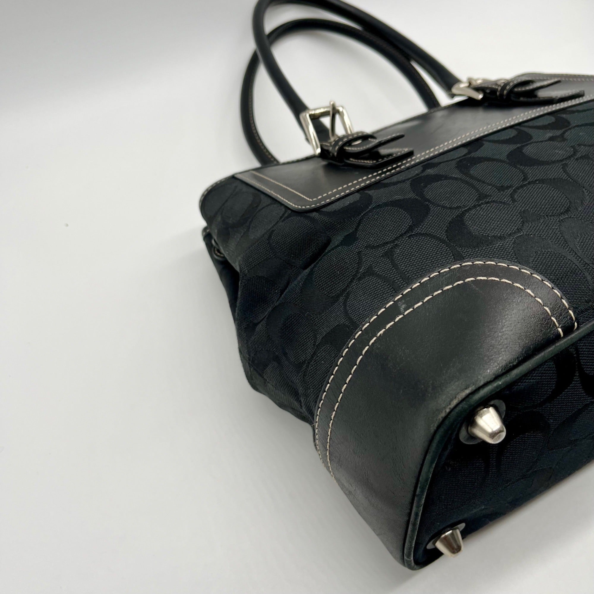 Coach Vintage Hamptons Black Signature Canvas Satchel Bag F11220
