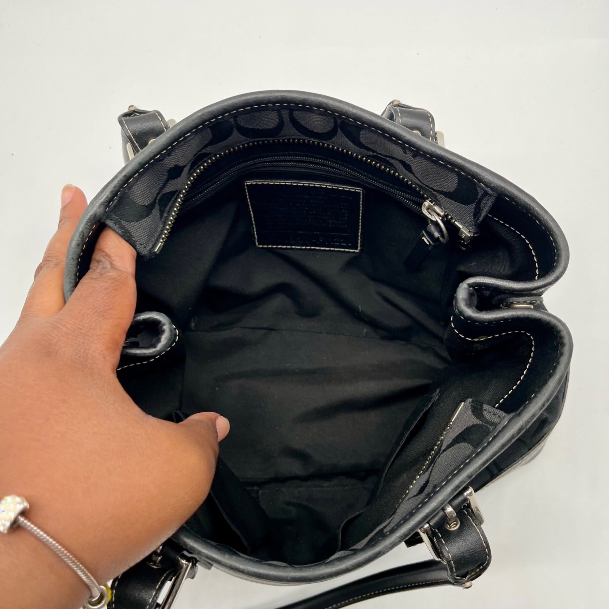 Coach Vintage Hamptons Black Signature Canvas Satchel Bag F11220