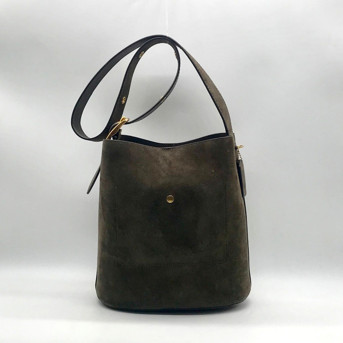 Coach Olive Green Suede Bleecker Bucket Bag