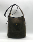 Coach Olive Green Suede Bleecker Bucket Bag