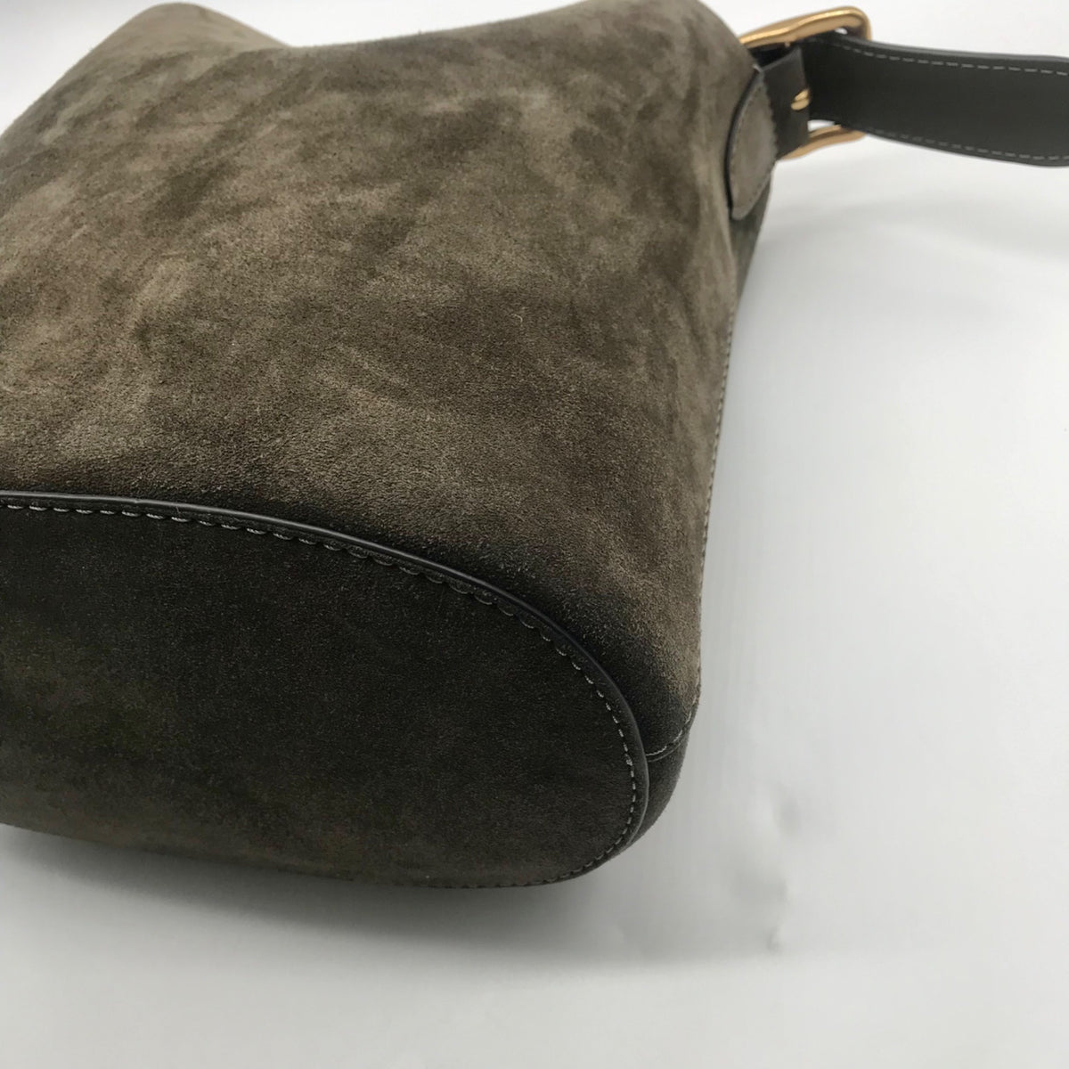 Coach Olive Green Suede Bleecker Bucket Bag