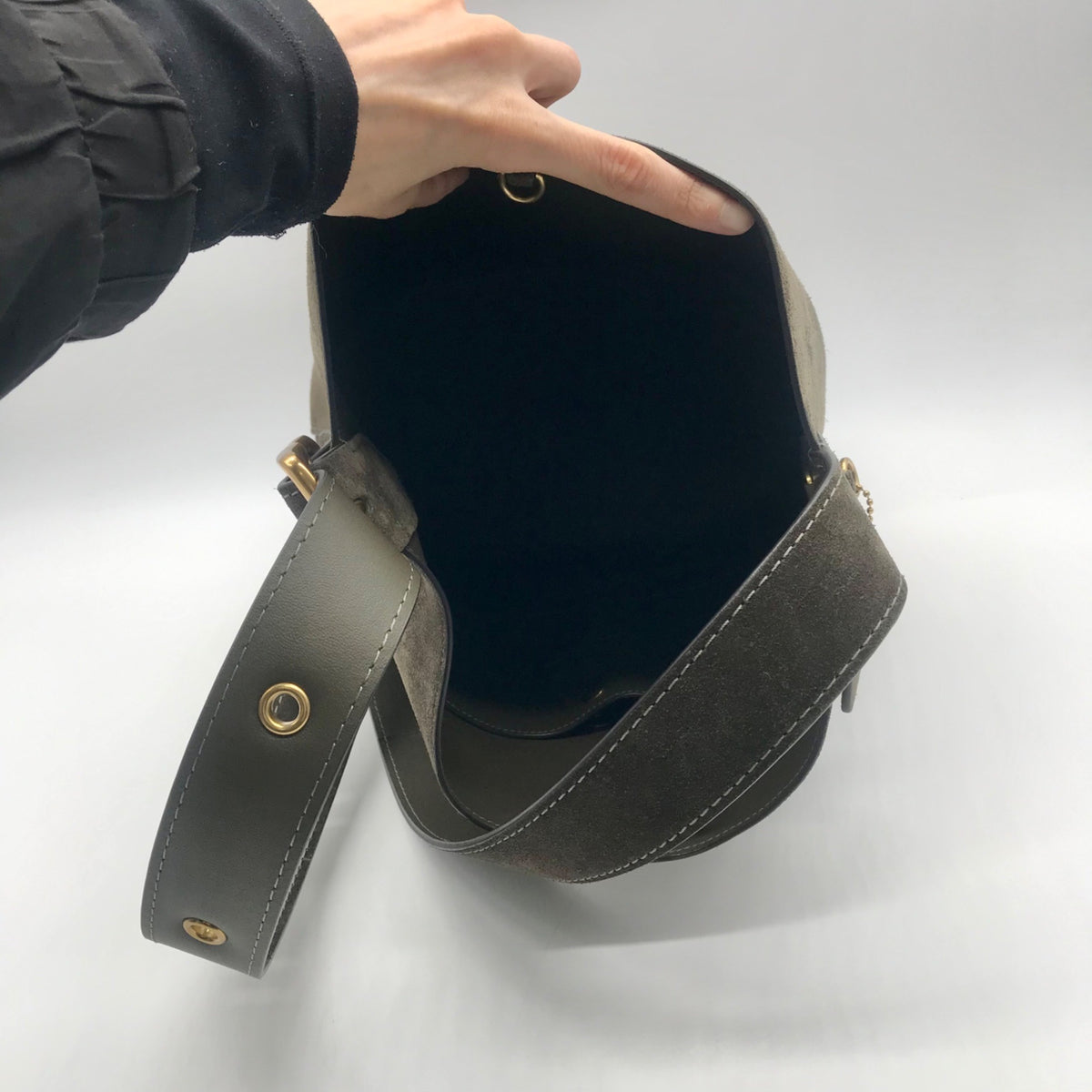 Coach Olive Green Suede Bleecker Bucket Bag