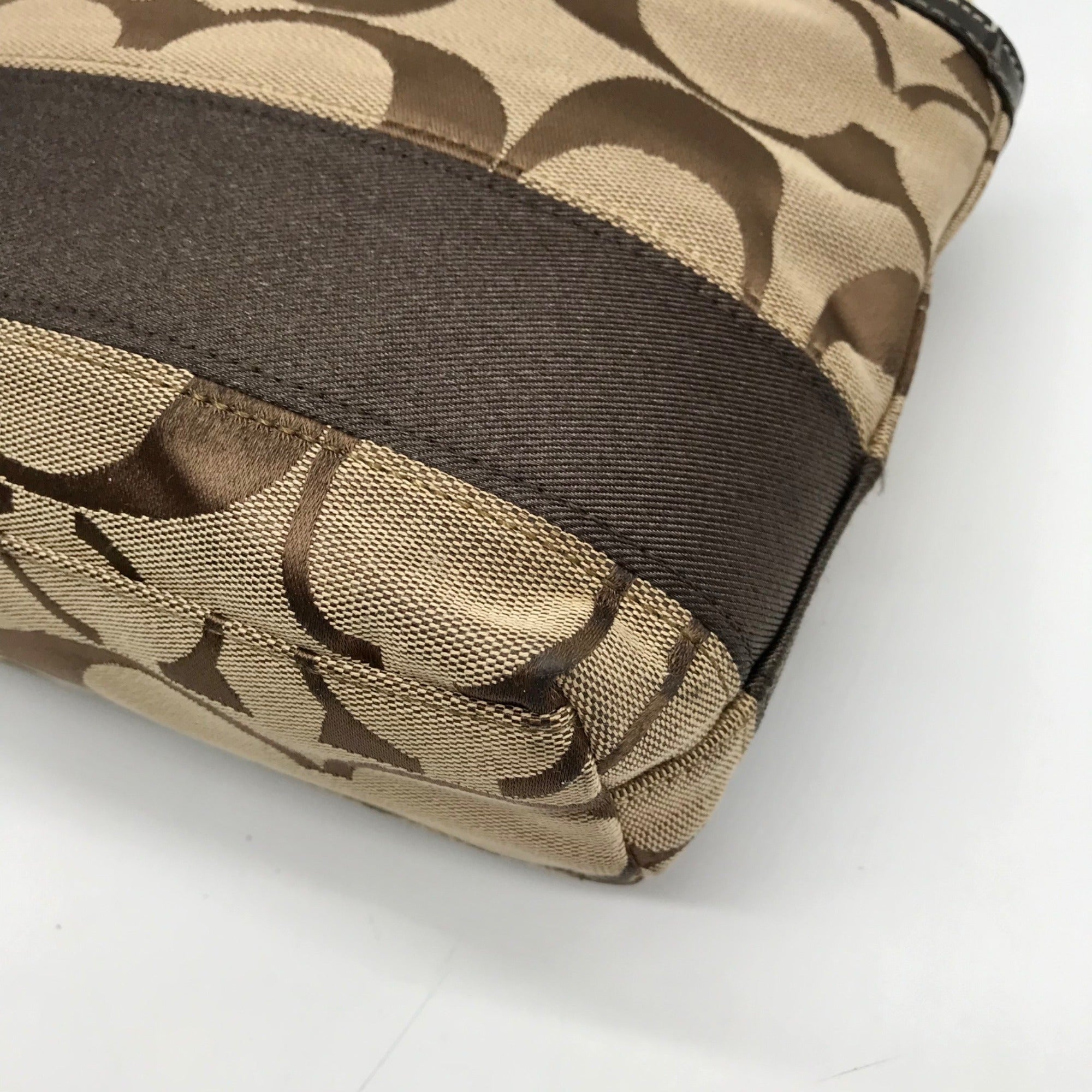 Coach Brown Monogram Canvas Signature Stripe Mini Tote Bag F47750