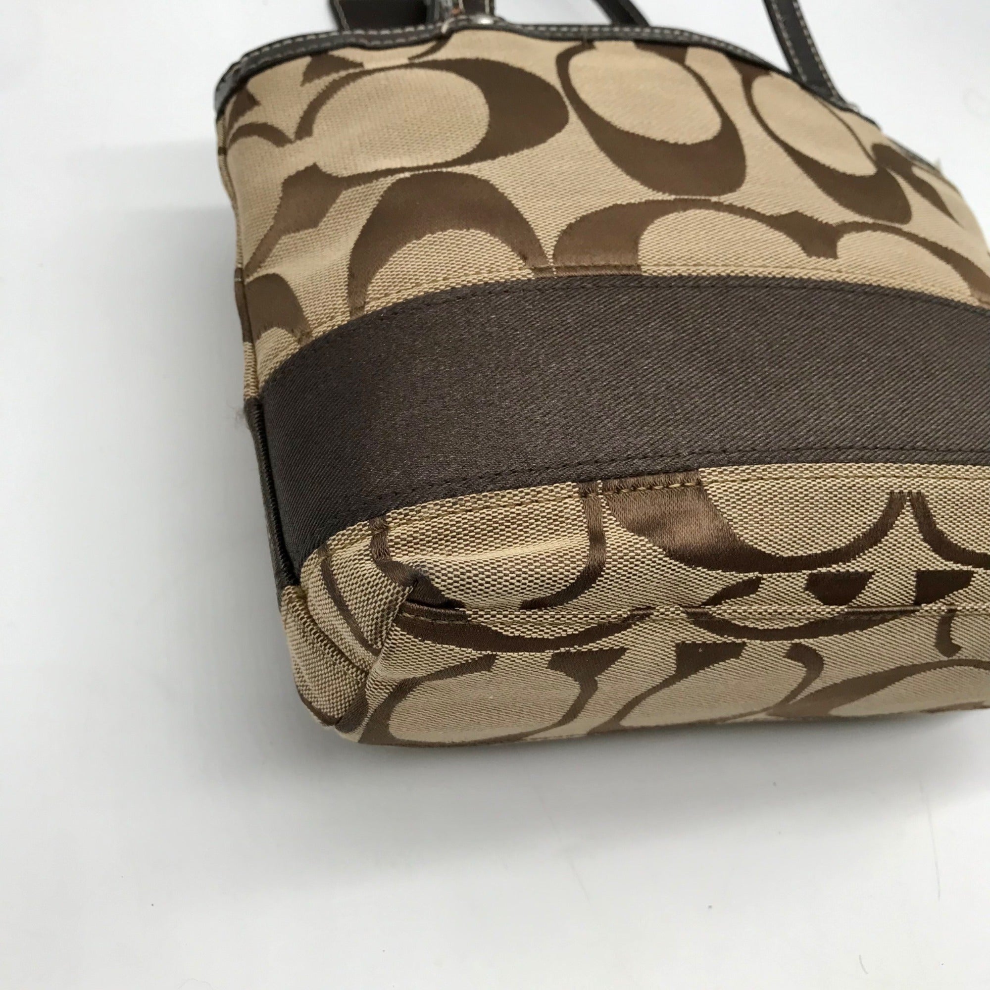 Coach Brown Monogram Canvas Signature Stripe Mini Tote Bag F47750