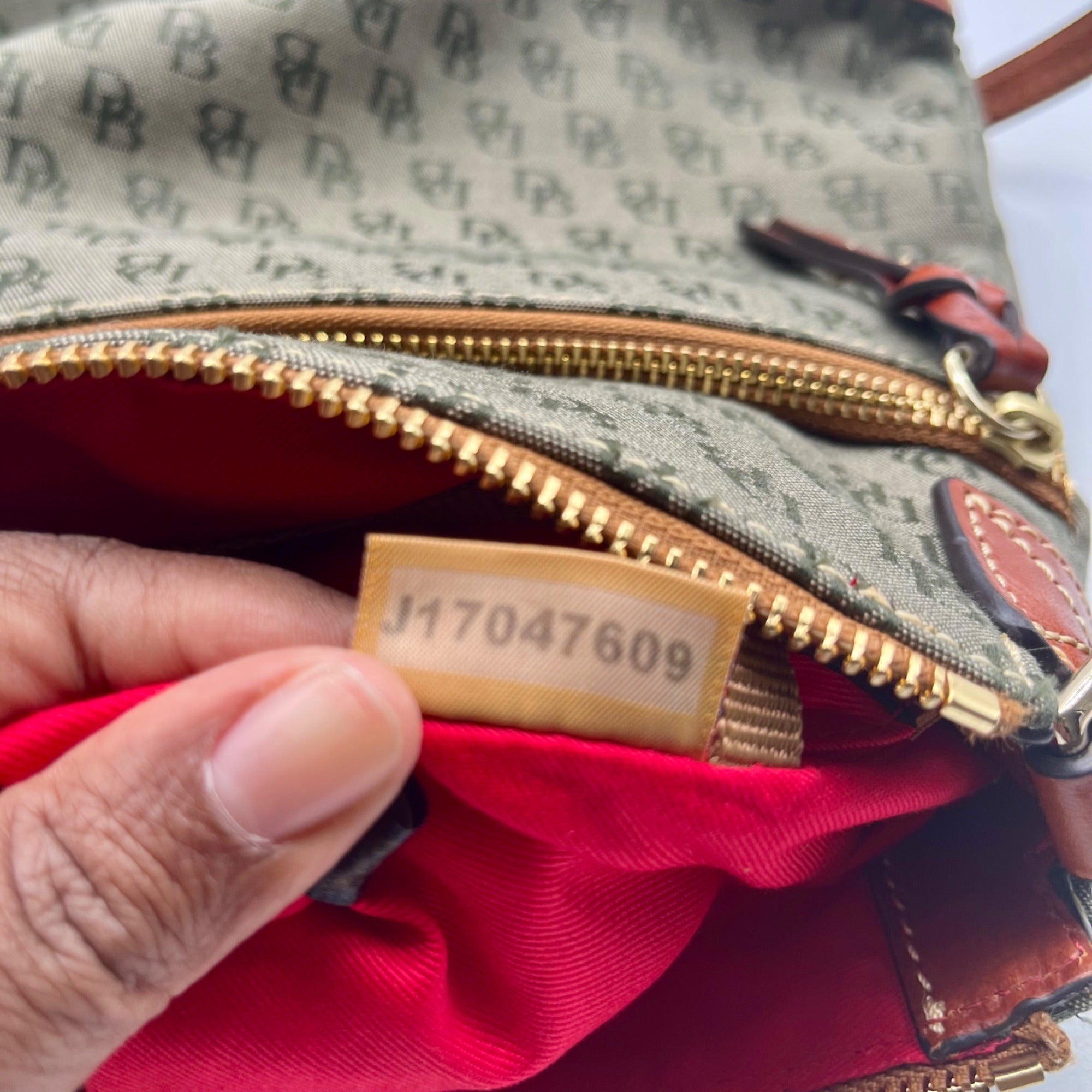 Dooney &amp; Bourke Grey Monogram Print Fabric Crossbody Bag