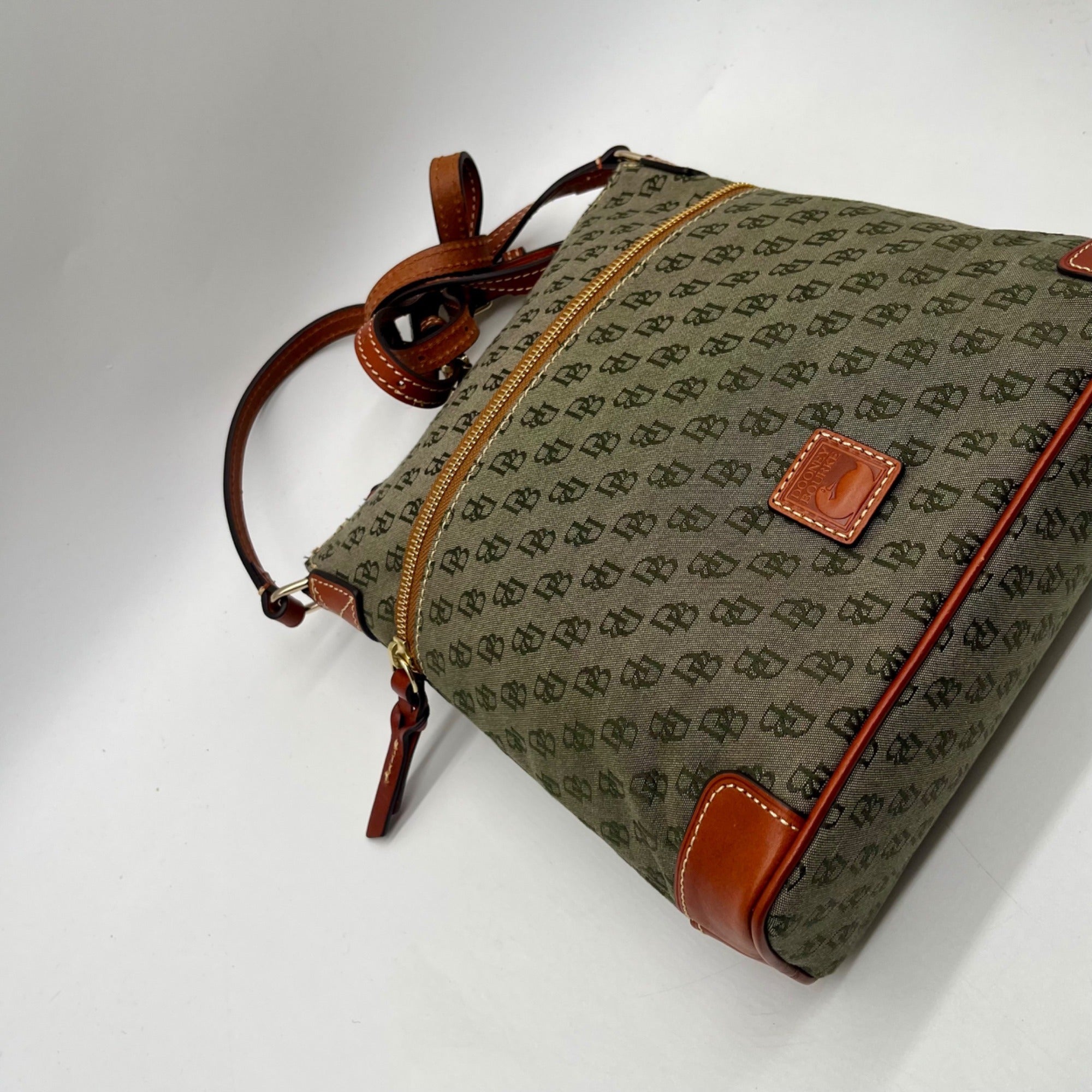 Dooney &amp; Bourke Grey Monogram Print Fabric Crossbody Bag
